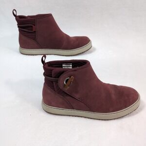 LL Bean Mountainside Toggle Boots Women 9 Red Nubuck Leather 507151 Pull On Ankl